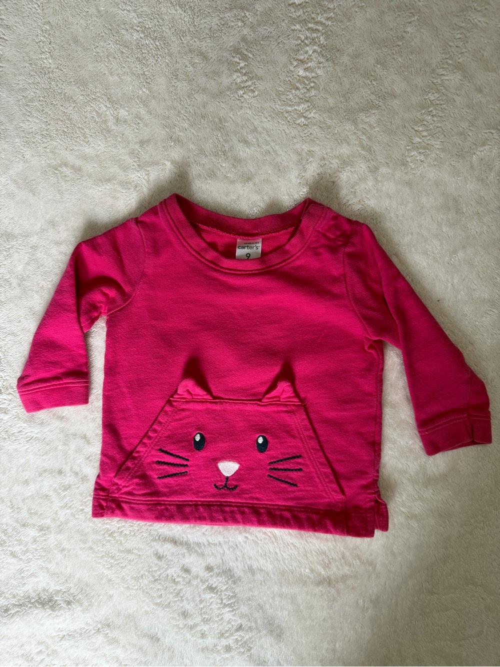 Carter's Hot Pink Kitty Pocket Long Sleeve Tee